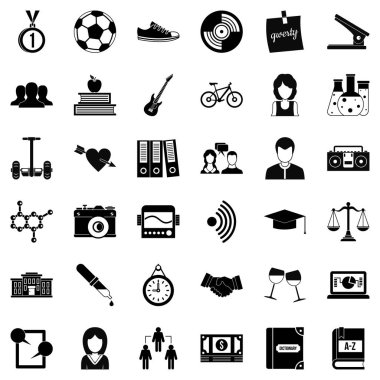 Okul kitap Icons set, basit tarzı