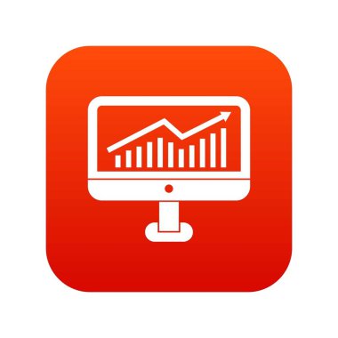 Büyüme grafik üzerinde bilgisayar monitör simgesini dijital kırmızı