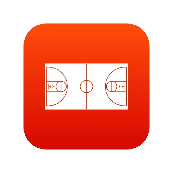 Campo de baloncesto icono rojo digital — Vector de stock