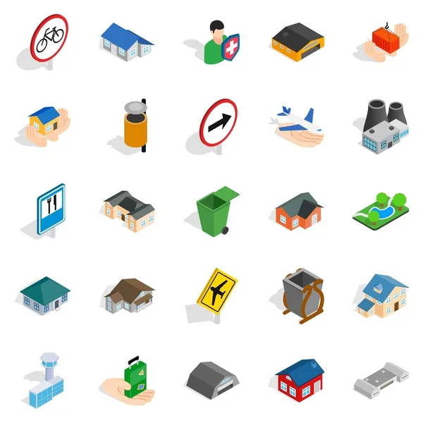 Bölgesel Merkezi Icons set, izometrik stili