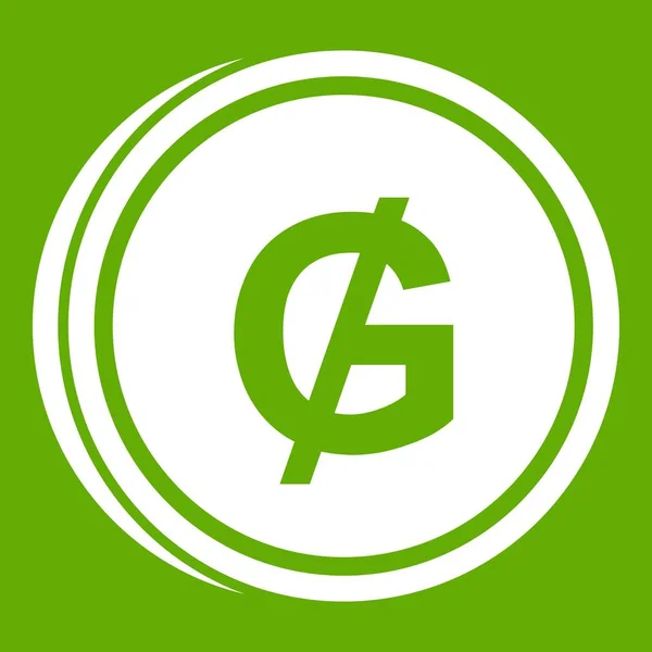 Moeda guarani ícone verde —  Vetores de Stock