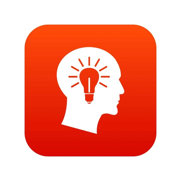 Žárovka uvnitř hlavy ikonu digitální červená — Stockový vektor