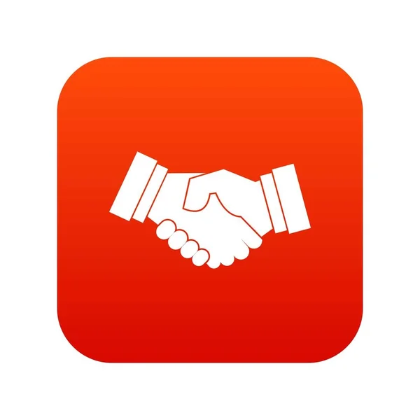 Handshake icona digitale rosso — Vettoriale Stock