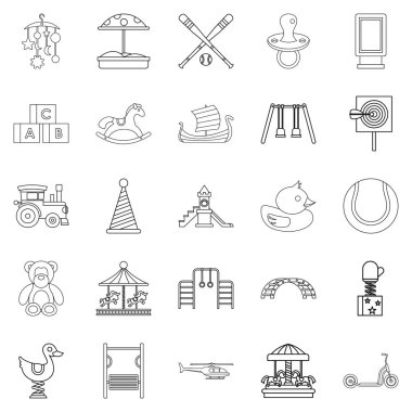 Çocuk Icons set, anahat stili geri kalanı