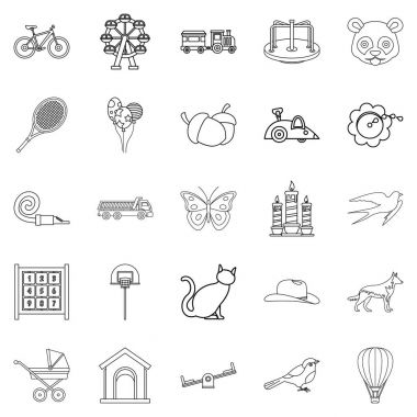 Akıllı çocuk Icons set, anahat stili