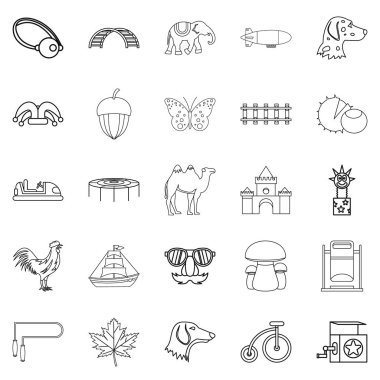 Kırsal faaliyet Icons set, anahat stili