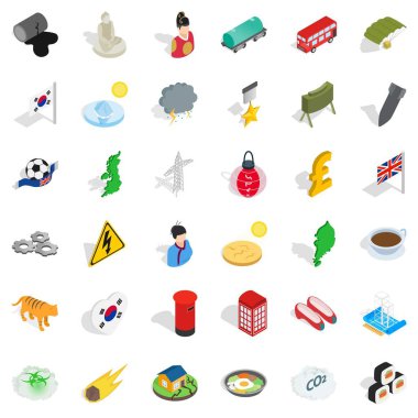 Geçmiş Icons set, izometrik stili