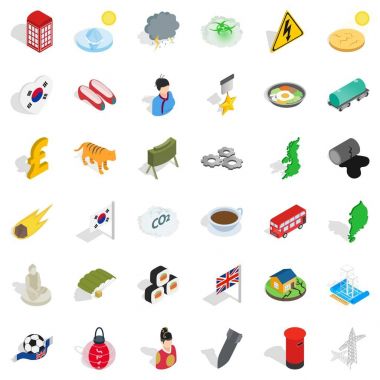 Mimari Icons set, izometrik stili