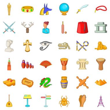 Tarih Müzesi Icons set, karikatür tarzı