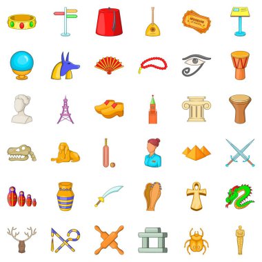 Antik Icons set, karikatür tarzı