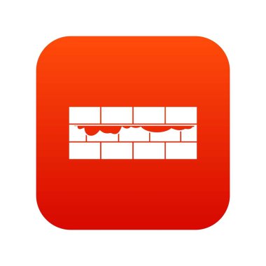 Tuğla duvar simgesi dijital kırmızı