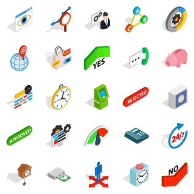 Ticaret platformu Icons set, izometrik stili