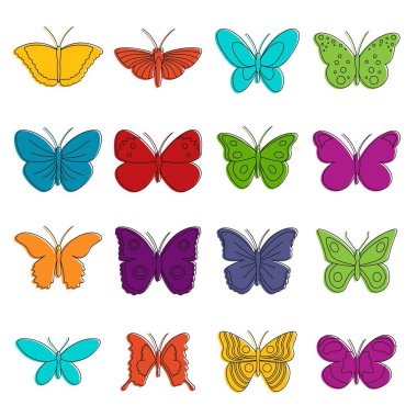 Kelebek Icons doodle set