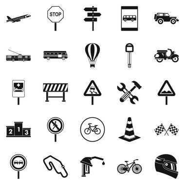 Trafik sıkışıklığı Icons set, basit tarzı