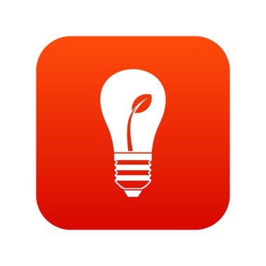 Ekoloji fikir ampul bitki simgesi dijital kırmızı