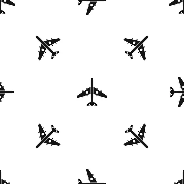 Στρατιωτικές μαχητικό αεροπλάνο μοτίβο μαύρο χωρίς ραφές — Διανυσματικό Αρχείο