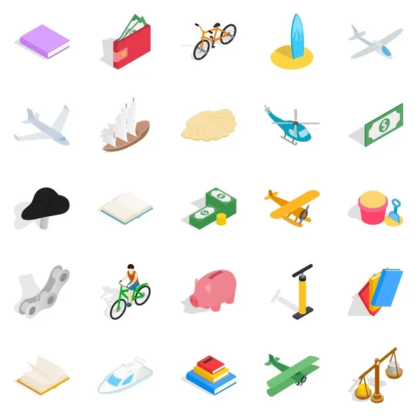 Radio-controlled toy icons set, isometric style — Stock Vector