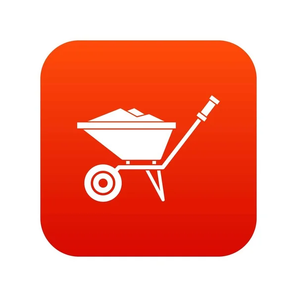 Wheelbarrow icono rojo digital — Archivo Imágenes Vectoriales