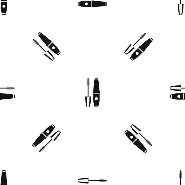 Mascara, padrão de escova de rímel sem costura preto —  Vetores de Stock