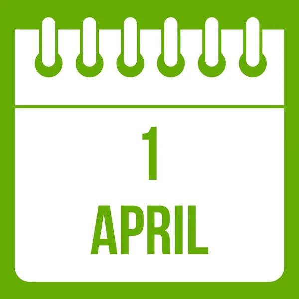 Kalender April 1 pictogram groen — Stockvector