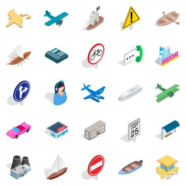 Lüks hayat Icons set, izometrik stili