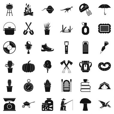 Balıkçı Icons set, basit tarzı