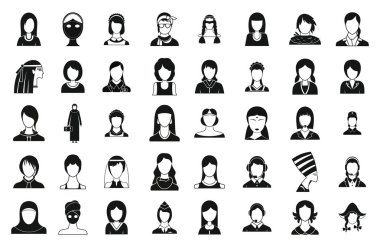 Kadın siluet simge seti, basit tarzı