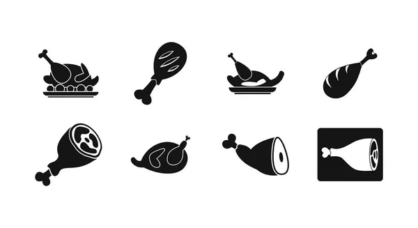 Conjunto de ícones de frango, estilo simples — Vetor de Stock