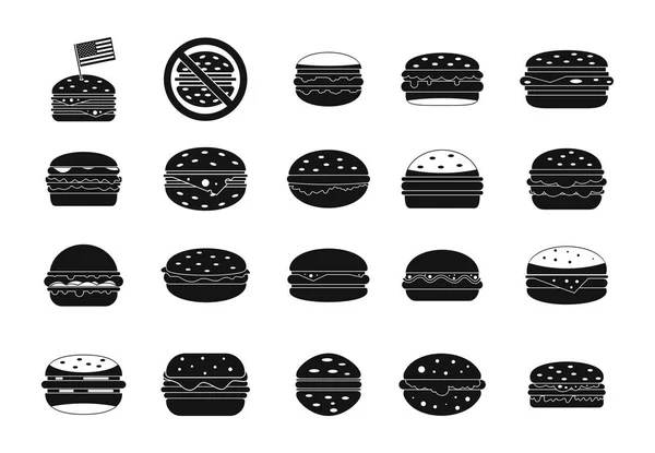 ハンバーガー アイコン セット、シンプルなスタイル — ストックベクタ