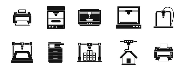 Printer icon set, simple style — Stock Vector