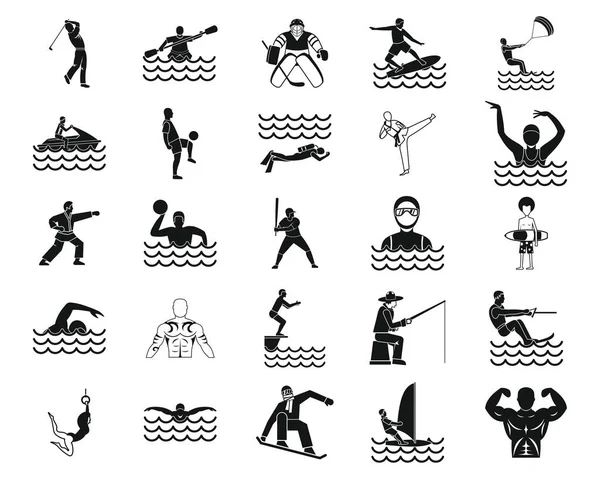 Ensemble d'icônes Sportsman, style simple — Image vectorielle