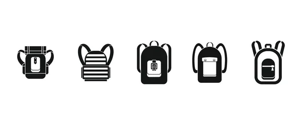 Conjunto de ícones de mochila, estilo simples — Vetor de Stock