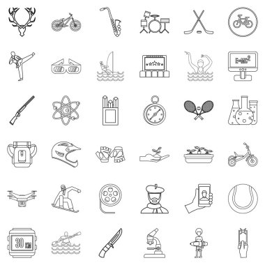 Müzik aleti Icons set, anahat stili