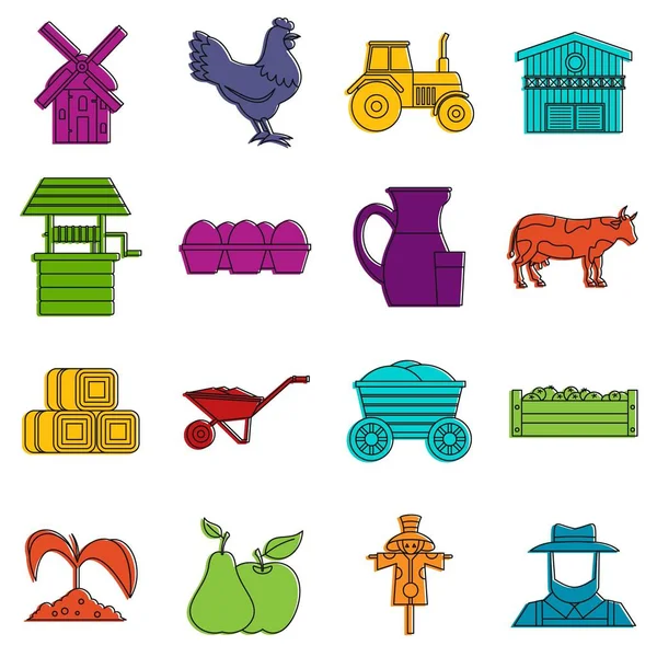 Çiftlik simgeler kümesi doodle