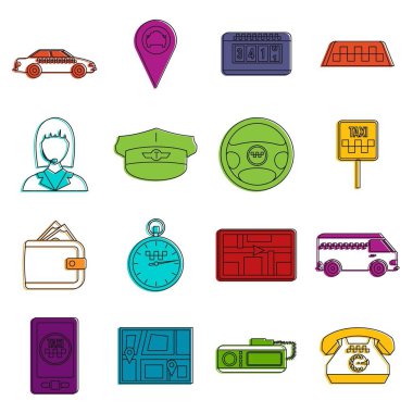 Taksi Icons doodle set