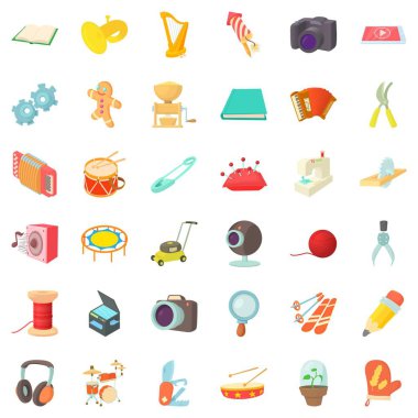 Icons set, karikatür tarzı yemek