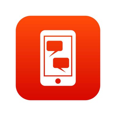 Smartphone ve konuşma kabarcıklar simgesi dijital kırmızı