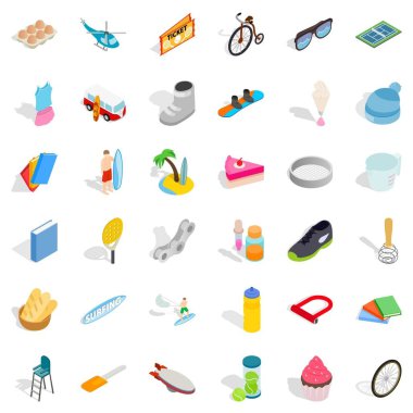 Hobi Icons set, izometrik stili