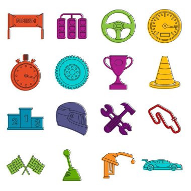 Yarış hız simgeler kümesi doodle