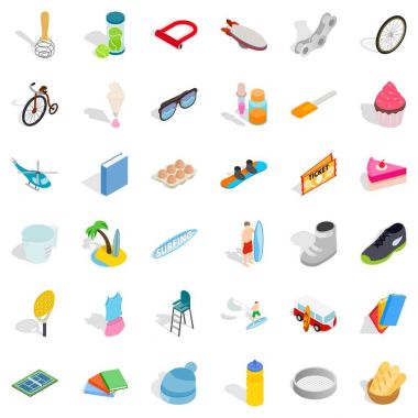 Sörf Icons set, izometrik stili