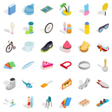 Bisiklet Icons set, izometrik stili