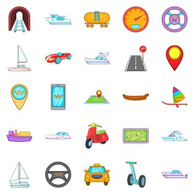 Kentsel ulaşım Icons set, karikatür tarzı