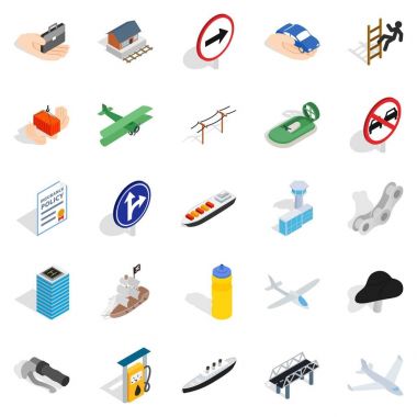 Kiralık bir araç Icons set, izometrik tarzı