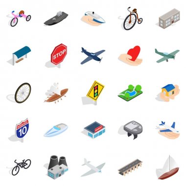 Çevre dostu araç Icons set, izometrik stili