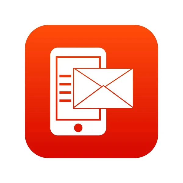 Смартфон з піктограмою конверта цифровий червоний — стоковий вектор