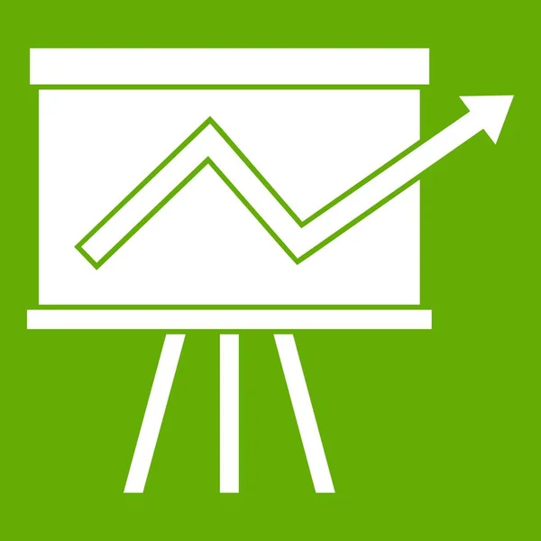 Flip chart con icono de estadísticas verde — Vector de stock