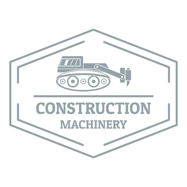 Logotipo de maquinaria de construcción, estilo gris simple — Vector de stock