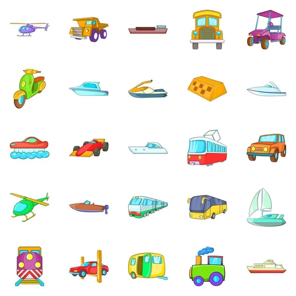 Transportation of people icons set, cartoon style — Stock Vector