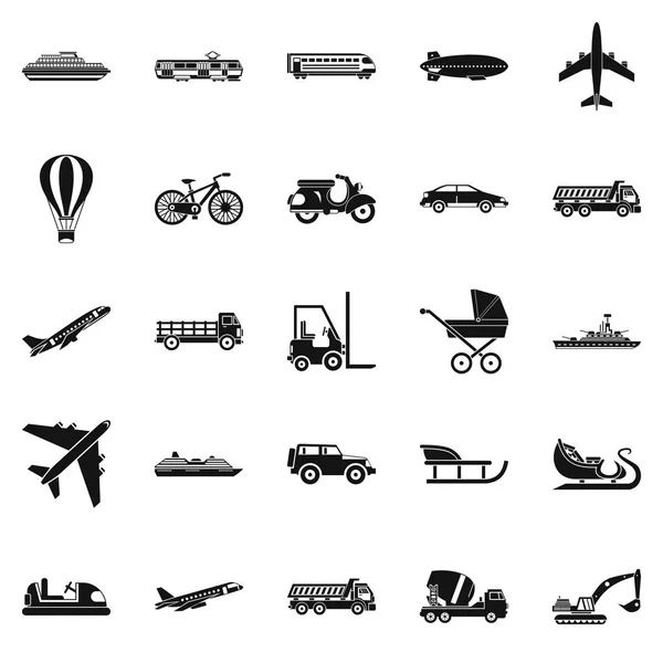 Conjunto de iconos de tránsito, estilo simple — Vector de stock