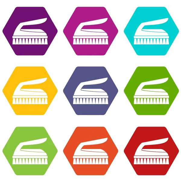 Simge kümesi renk altı yüzlü Temizleme fırçası